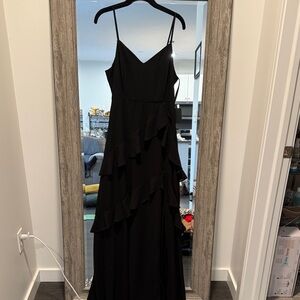 NWT Lulu's Black Ruffle Maxi Dress